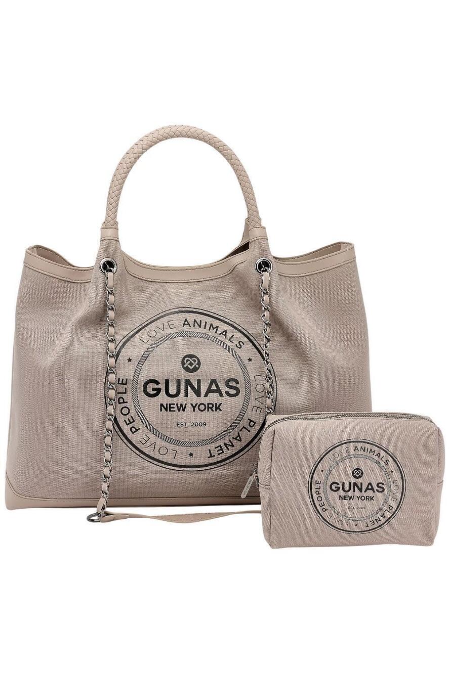 Gunas New York Canvas Double Handle Tote w/ Pouch Stone